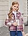 Arshiner Girls Flannel Plaid Cropped Shacket Fall Winter Jackets Pink Casual Long Sleeve Fashion Coat 13-14Y