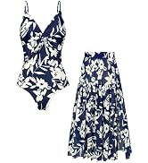 GRACE KARIN Women's One Piece Swimsuits with Cover Up Skirt Tummy Control V Neck Bathing Suits