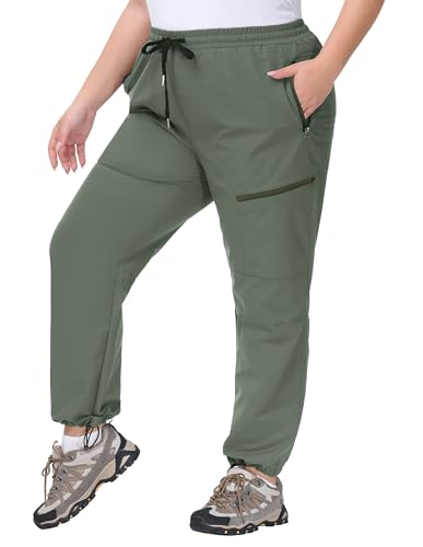 Hanna Nikole Trekkinghose Grosse Grössen Damen Elastisch Wasserabweisend Freizeit Joggen Hosen Olive Green 52