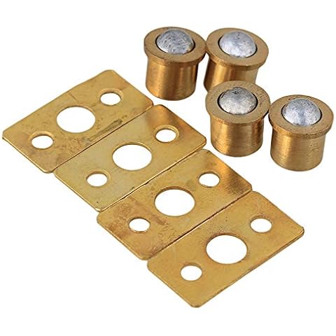 Yibuy 4PCS 8mm Dia Cylindrical Brass Cabinet Closet Door Ball Catch & Strike Plate Cover
