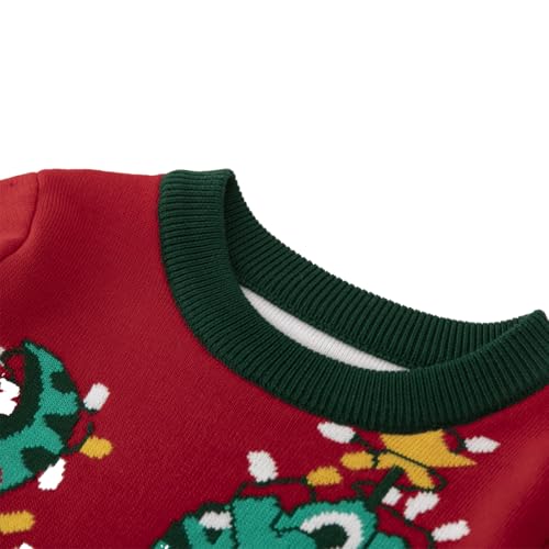 Image of Ugly Christmas Sweater Kids Girls Boys Reindeer Snowflake Knitted Xmas Holiday Pullover Sweater 2-9 Years Old