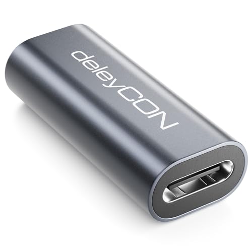 deleyCON USB-C Kupplung 40Gbps 240W 8K60Hz USB 4.0 Aluminium Gehäuse Typ C Buchse auf Buchse USB C Kabel Verlängern - für Ladekabel Datenkabel Smartphone Tablet MacBook Notebook PS5 usw.