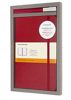 Diary Moleskine Bundle, Notebook and Pen Set, Large, Ruled, Scarlet Red, Hard Cover (5 X 8.25) Book