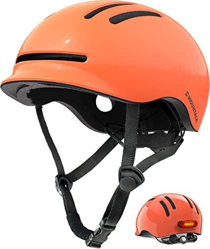 Bike Helmets for Adults Men Women,Mens/Womens Cool Bicycle Helmet with Magnetic Rear LED Light,Youth Boys/Girls Helmet (Shiny Orange,M)