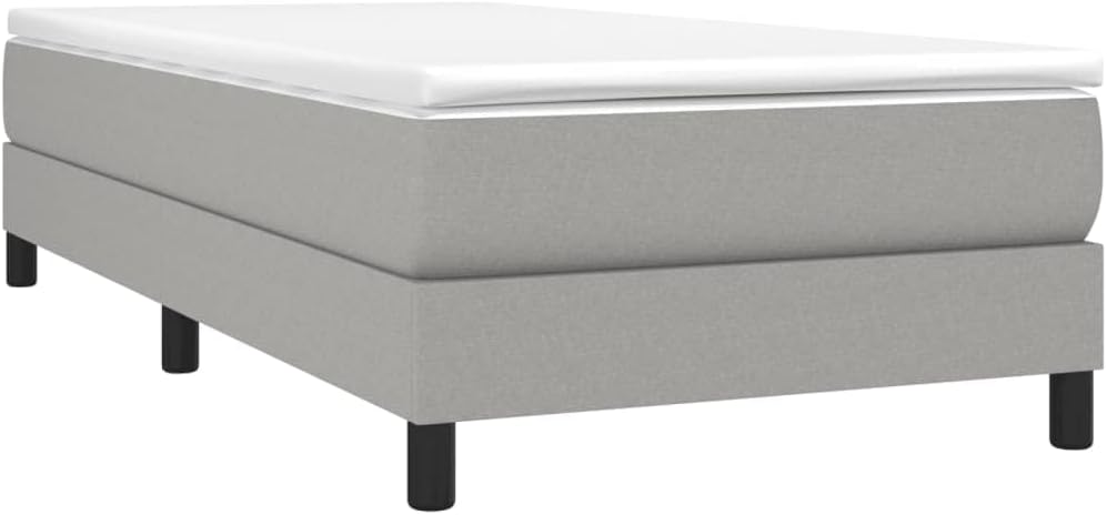 Twin XL Light Grey Fabric Bed Frame with Sturdy Platform Foundation, Durable Polyester Material, Easy Assembly, Nonslip Design, Modern Minimalist Bedroom Furniture for Mattress Support