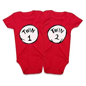 DEFAHN Funny Twins Baby Bodysuits Boys Girls Rompers 2 Pack Twin Matching Clothes Outfits for Newborn Infant