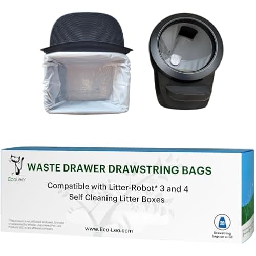 EcoLeo, Compatible with Litter-Robot 4 & 3, Waste Bags with Drawstrings, Thick, for Automatic Litter Box Waste Drawers (20-Count)