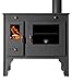 Produktbild EEK A+ Kaminofen mit Backfach und Herdplatte Eco Retro Holzofen 7 kW Kamin Ofen Dauerbrandofen Werkstattofen Schwedenofen Hüttenofen Heizofen