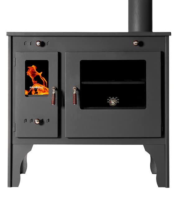 EEK A+ Kaminofen mit Backfach und Herdplatte Eco Retro Holzofen...