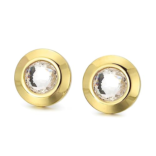 Boucles d'oreilles à tige en acier inoxydable et zircone cubique brillante pour femme