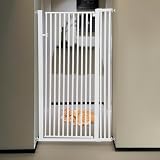 ieLsngai Haustiergitter Extra Hoch Höhe 150cm, Breite verstellbar 90-97cm, Sicherheits-Haustiergitter, Automatische Schließung, Stababstand 3.5cm, 270°Türöffnung,Ohne Bohren für Treppen/Türen
