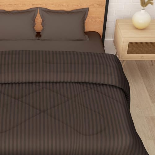 Image of Double Bed Comforter 180 GSM (220x250 CM) | Reversible Comforter Set Double Bed | AC Comforter Double Bed Cotton | All Season Comforter Double Bed Set | Quilt Blanket - Brown