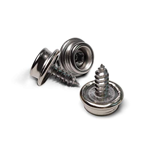 Boat Canvas Snaps 3/8" Inch Diameter, 8 x 3/8" Screw (20pc), Stainless Steel, by Bolt Dropper.