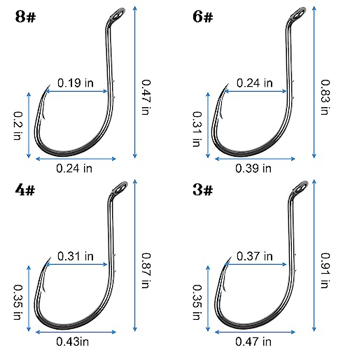 Octopus Hooks Baitholder Fishing Hooks J Hooks Octopus Circle Hooks Barbed Beak Fish Hooks Offset Hooks High Carbon Steel Extra Sharp For Saltwater Freshwater Fishing #TOP4