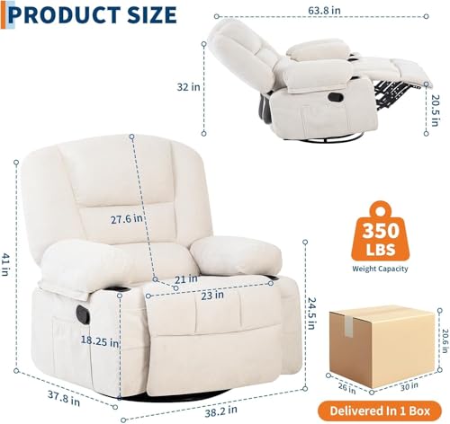 Sillón reclinable tapizado en chenille blanco miniatura 3