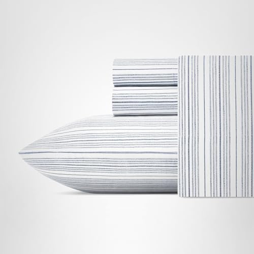 Nautica - Twin XL Size Sheet Set, Crisp & Tailored Cooling Sheets with a Smooth Cotton Percale Lightweight Feel - Bed Sheets with Matching Pillowcase & Fitted Sheet (Beaux Stripe Navy) Nautica - Twin XL Size Sheet Set, Crisp & Tailored Cooling Sheets with a Smooth Cotton Percale Lightweight Feel - Bed Sheets with Matching Pillowcase & Fitted Sheet (Beaux Stripe Navy) - Image 9