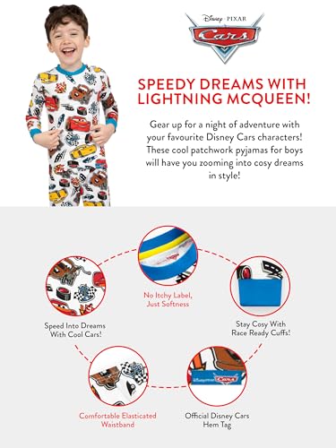 Disney Cars Pyjamas | Lightning Mcqueen Pyjamas for Kids | Snug Fitting Boys Pjs