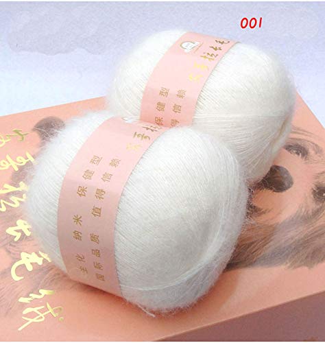 Truevalue 6 Balls Angora Mohair Wool Yarn Soft Fingering Baby Mohair Cashmere Hand Crochet Yarn For Knitting Diy Scarf Sweater Thread Yarn 300G (White) #TOP1