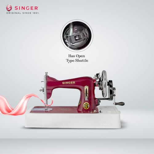 Image of SINGER Solo Red Straight Stitch Hand Sewing Machine with Free Body Cover | 850 SPM | Heavy-Duty Cast Iron Body | Ideal for Home Use & Thick Fabrics | Built-in Thread Cutter | 2 Years Warranty