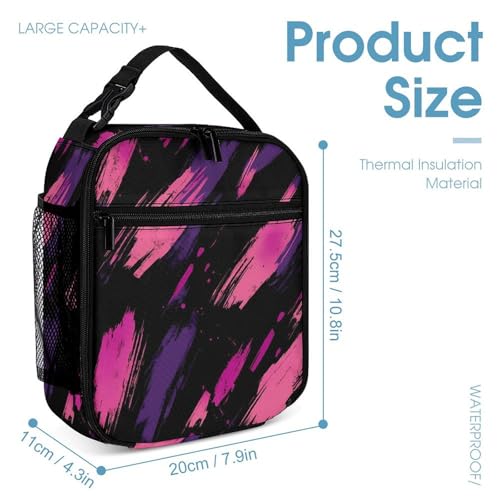 Pink-purple Graffiti Backpack Shoulder Bags Lunch Bag Pencil Case Box 3 Set Daypack Cute4