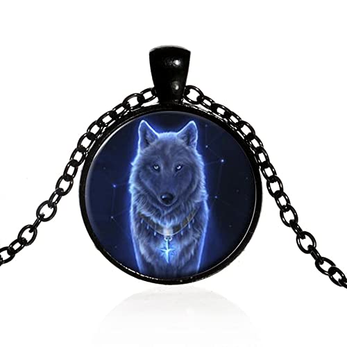 CQHODFYA Collier Loup pour Homme et Femme, Pendentif avec Chaîne