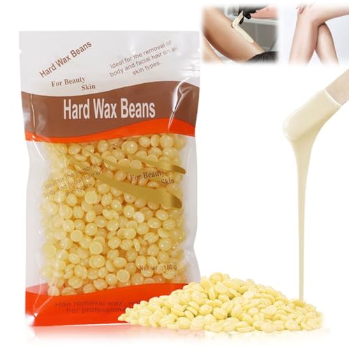Perlas de Cera Depilatoria Caliente, 100g Perlas de Cera, Profesional Cera en Perla para Depilación, Ideal para Piel Sensible, para Depilación en Casa de Cara, Cejas, Axilas y Bikini, Amarillo