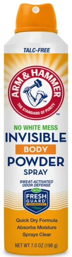Arm & Hammer Invisible Body Powder Spray, Clear Talc-Free Body Odor & Sweat Control for Men & Women, Spray Body Powder for Women and Men, Arm and Hammer Body Spray Powder, 7 Oz (1 Pack) | Clear body powder spray for odor, sweat and moisture control; talc-free formula for men, women and daily body care 7 Ounce (Pack of 1)