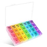 Opret Weekly Pill Organiser, Pill Box 7 Day 4 Times a Day with case, Portable Travel Tablet Organiser with 28 Compartments, for Vitamin Fish Oil Supplements Medication - Image 1