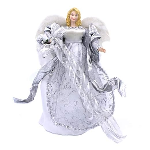 The Christmas Workshop 83960 Noël Cimier Traditionnel de Sapin de Noël Ange, argenté 30,5 cm