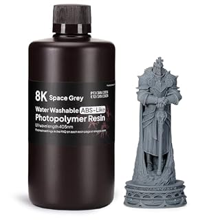 ELEGOO 水洗い可能なABSライク8K 3Dプリンターレジン スペースグレイ 1000g