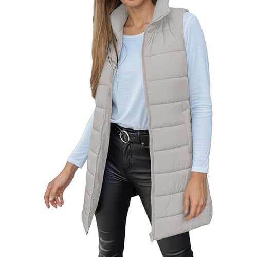 Chaleco largo de moda para mujer: soluciona el frío de la oficina con estilo caqui Generisch