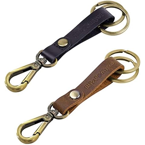 Wisdompro Genuine Leather Keychain with Belt Loop Clip Cover