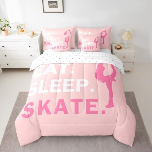 Feelyou - Feelyou Twin Size Skate Bedding Set Boys Girls Skating Sports Comforter Set 7 Piece for Kids Women Men Soft Skate Lover Bedding Twin Comforter Set Pink Quilt Room Decor Bed Set Boys