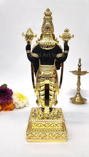 Image of Gold Art India Lord Tirupati Balaji Gold Plated Idol with Black Terracotta Finish | Balaji Idol for Car Dashboard | Venkateswara Swamy Murti for Home | Srinivasa Statue for Mandir (5.1'' Inch)
