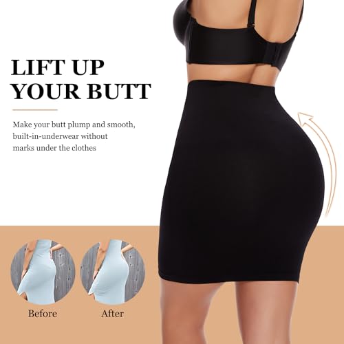 Image of JOYSHAPER Half Slip Skirt for Women Under Dresses Tummy Control Shapewear Dress Slip with Built-in Thong