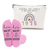 XFSRG Geburtstag Geschenk für Frauen Makeup Tasche Geburtstagssocken Kosmetiktasche zum Geburtstag Reißverschlusstasche Kuschelsocken Geschenk für Mutter Damen Freundin (1975)
