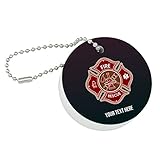 Graphics and More Personalized Custom 1 Line Firefighter Maltese Cross Fire Rescue Floating Keychain...
