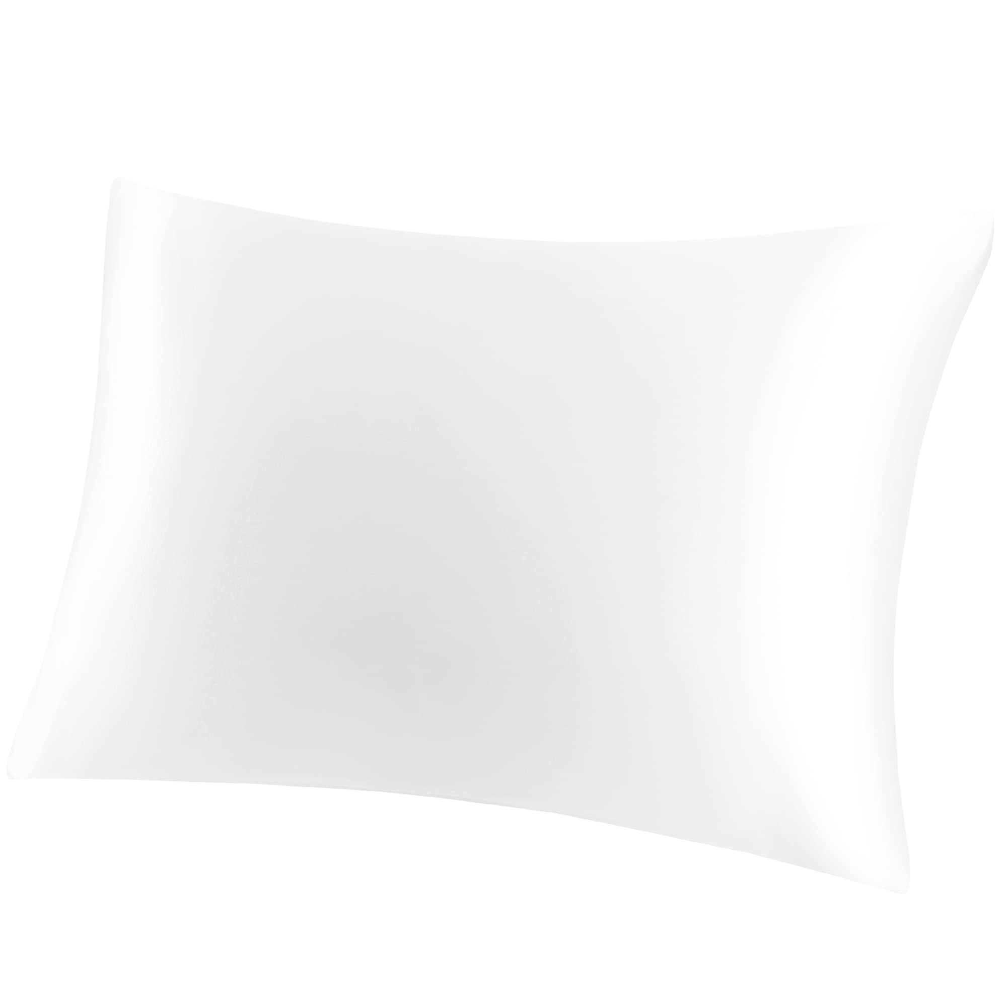 PiccoCasa Funda de almohada de seda pura 100% natural para cabello y piel, ambos lados de 400 hilos, 19 momme de seda con cremallera oculta, 1 paquete, blanco hielo, tamaño Queen 50,8 x 76,2 cm