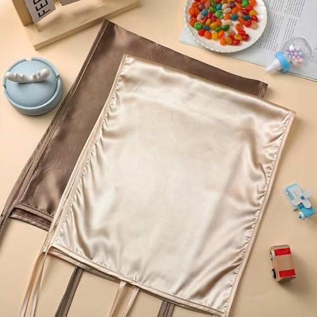 Hosuly 2 Pcs Satin Bassinet Sheet Baby Hair Soft Silk Feeling Sheet Baby Bassinet for Rectangle Cradle Pad Mattress Boys Girls Newborn Infant(Coffee, Khaki)