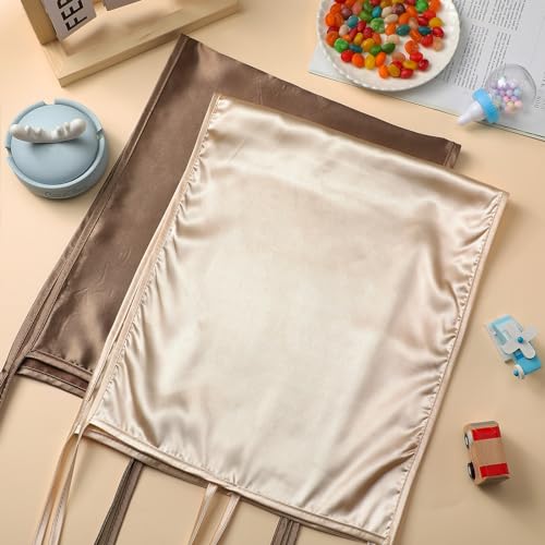 Hosuly 2 Pcs Satin Bassinet Sheet Baby Hair Soft Silk Feeling Sheet Baby Bassinet for Rectangle Cradle Pad Mattress Boys Girls Newborn Infant(Coffee, Khaki) - Image 3