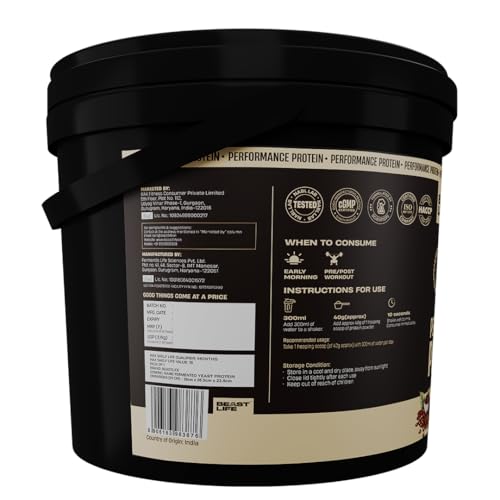 Image of BeastLife Performance Yeast Protein Powder | 25g Protein | Cold Coffee |NABL Lab Certified | High Absorption for Muscle Growth |Smooth & Light, Easy to Digest with Ultrasorb Tech|5.64g BCAA | Best For Gut | Beta Glucan | Improves Immune Function | 4 Kg