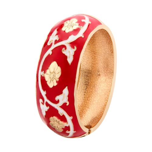 wynameleri Modern Cloisonne Bracelet Geometric Enamel Cuff Bangles Gold Hinged Bracelet Jewelry for Women Gift Box 184136