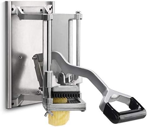 Miniatura 2 de New Star Foodservice 1028966 Cortador de papas fritas extra resistente 14" con soporte de pared, encimera fija o montaje en pared, plata