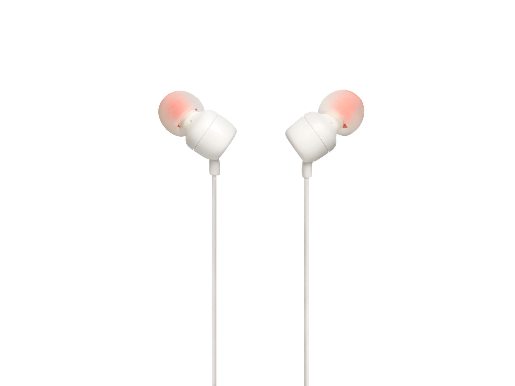 JBL T110 Intra-Auricolari con Comando e Microfono Universale, Bianco, Piccola - 1
