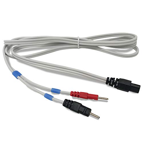 Image of Discount TENS Brand - Lead Wires Compatible with Compex, 2mm Pin, 4 Pack | Molded strain-relief sleeves, durable flexible insulated cable resists kinking and breakage, connects 2 electrodes per wire