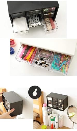 Image of 9 Grid Mini Plastic Acrylic Multipurpose Drawer Storage Box (BLACK)