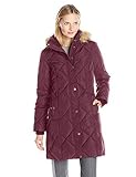 Tommy Hilfiger Women's Diamond-Quilted Down Coat with Faux Fur Trim Hood