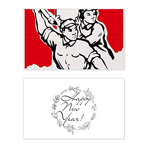 Tarjeta de bendición con cita de Mao Zedong y soldado ideal para coleccionistas
