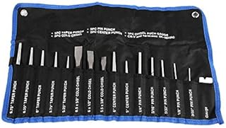 Mechanics Punch and Chisel Set, 16 Pieces Heavy Duty Anti-Rust Mechanics Punches and Chisel Set Pin Centre Taper Cold Gauge for Bolting, Carving, Masonry, Metal Punching and Riveting