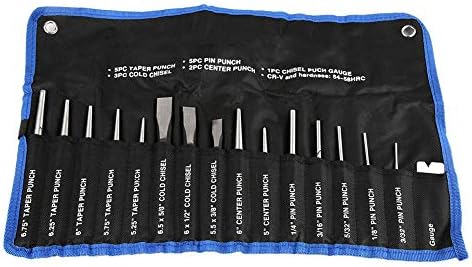 Mechanics Punch and Chisel Set, 16 Pieces Heavy Duty Anti-Rust Mechanics Punches and Chisel Set Pin Centre Taper Cold Gauge for Bolting, Carving, Masonry, Metal Punching and Riveting